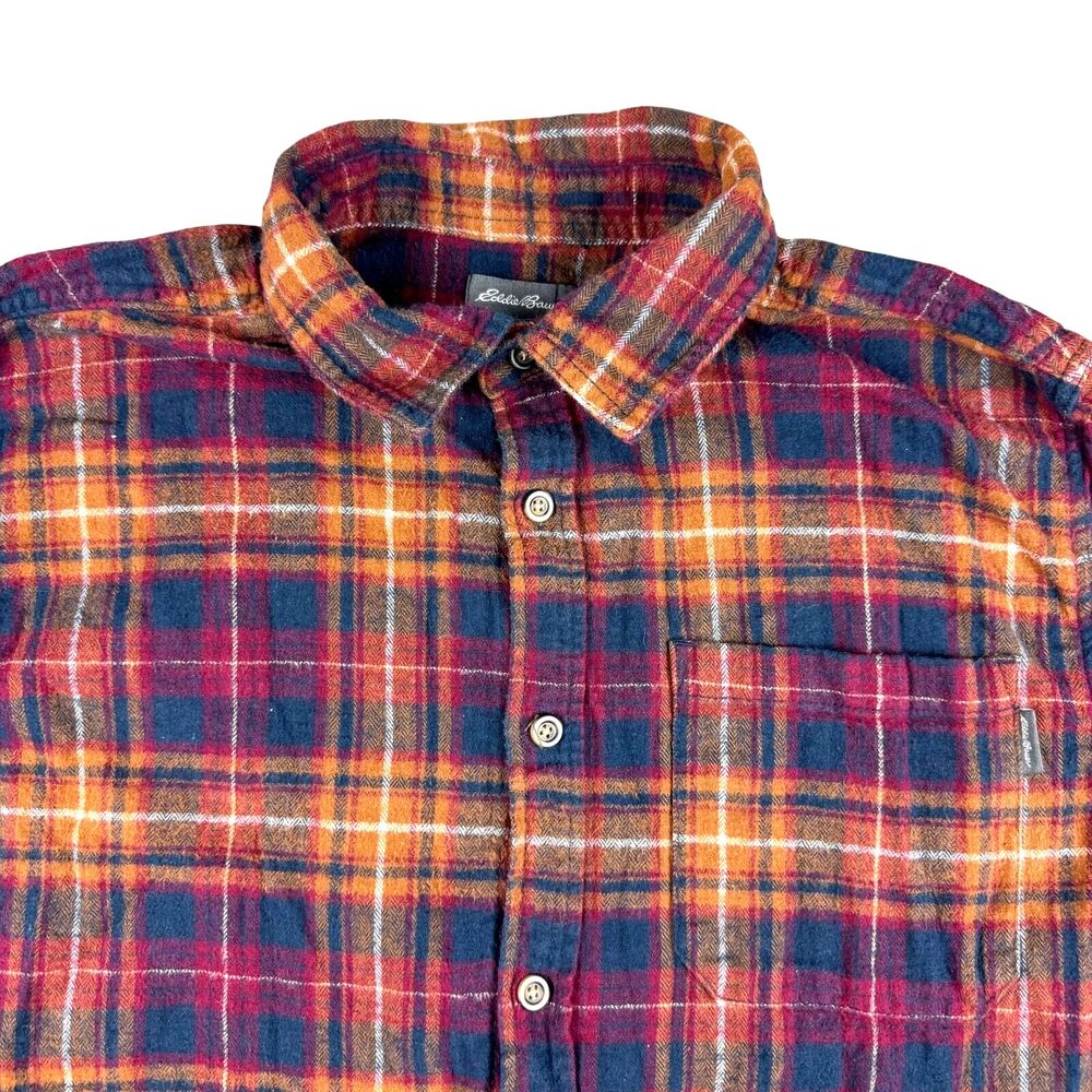 Eddie Bauer Shirt Men's Large Multicolor Flannel Long Sleeve Button Down Cotton